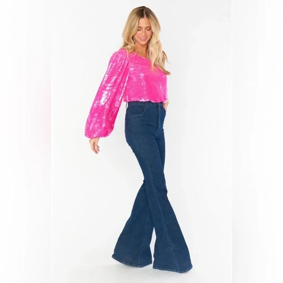 SALE! SHOW ME YOUR MUMU WOMEN'S SEQUINS LONG SLEEVE PARTY TOP - NWT - Picture 7 of 15